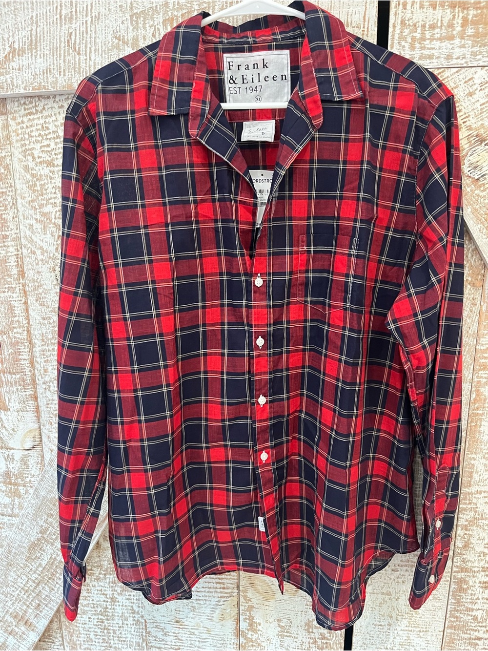 Frank & Eileen Women’s Red and Navy Plaid Button-Up Shirt Sz XL New with Tags!